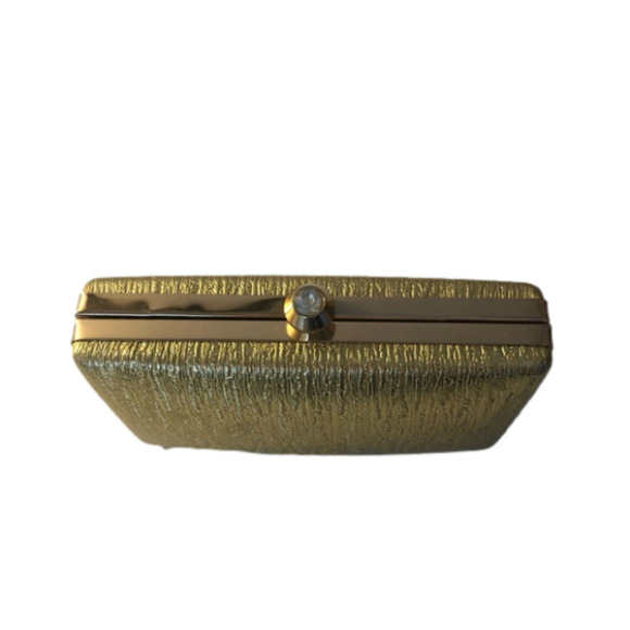 CHARMING Charlie Hard Shell Gold Clutch - Picture 2 of 6